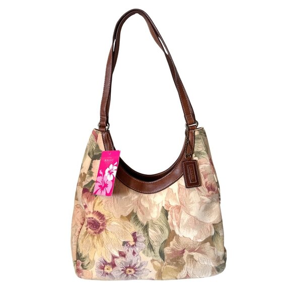 Relic By Fossil Floral Tapestry Shoulder Hobo Bag With Faux Leather Trim - Picture 11 of 11